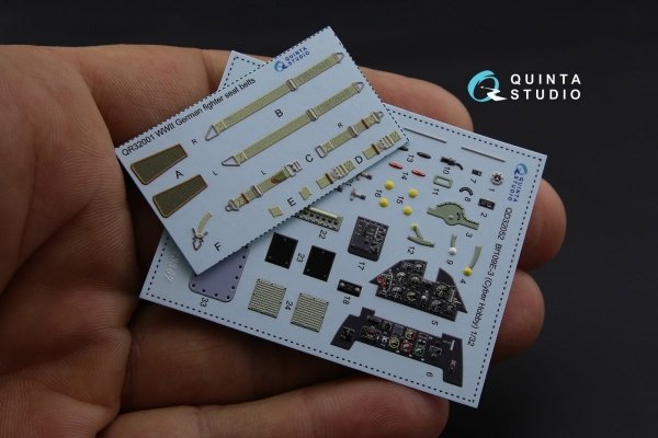 Quinta Studio QD32052 Bf 109E-3 3D-Printed &amp; coloured Interior on decal paper (for Cyber-hobby/Dragon kit) 1/32