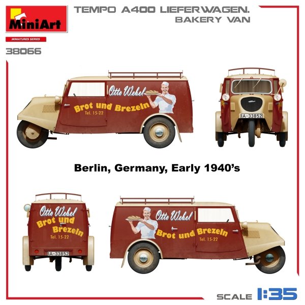 MiniArt 38066 TEMPO A400 LIEFERWAGEN. BAKERY VAN 1/35