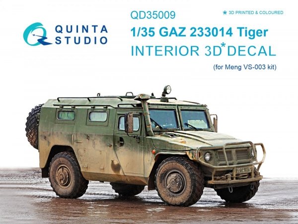 Quinta Studio QD35009 GAZ Tiger family 3D-Printed &amp; coloured Interior on decal paper (for Meng kits) 1/35