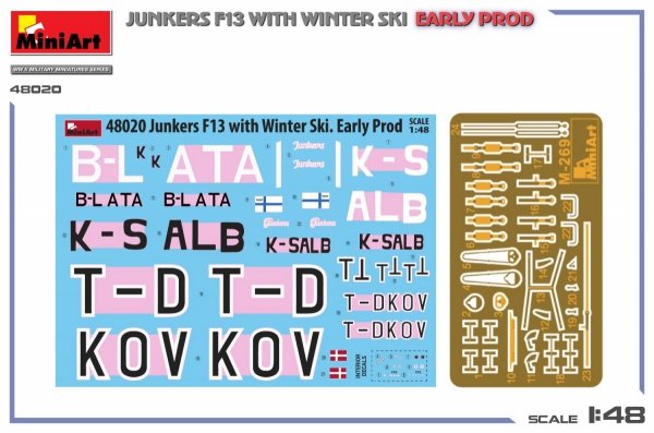 MiniArt 48020 Junkers F13 w/ Winter Ski Early Prod. 1/48