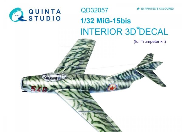 Quinta Studio QD32057 MiG-15bis 3D-Printed &amp; coloured Interior on decal paper (for Trumpeter kit) 1/32