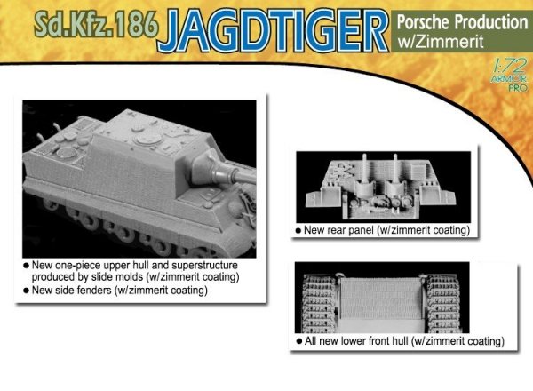 Dragon 7291 Jagdtiger, Porsche Version w/Zimmerit (1:72)