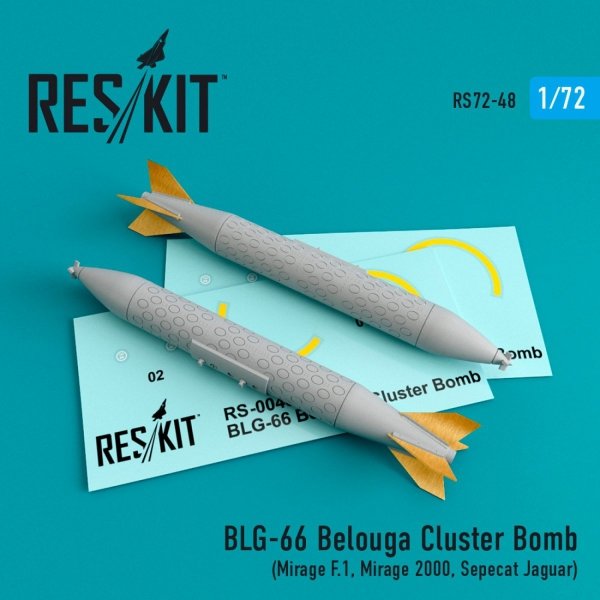 RESKIT RS72-0048 BLG-66 BELOUGA CLUSTER BOMBS (2 PCS) 1/72