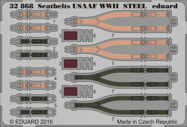 Eduard 32868 Seatbelts USAAF WWII STEEL 1/32 
