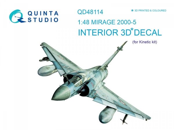 Quinta Studio QD48114 Mirage 2000-5 3D-Printed &amp; coloured Interior on decal paper (for Kinetic kit) 1/48
