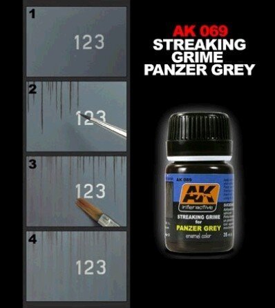 AK Interactive AK069 Streaking Grime For Panzer Grey 35ml