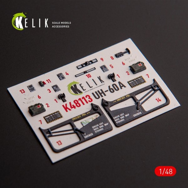 KELIK K48113 UH-60A Black Hawk - Type 1 interior 3D decals for ICM kit 1/48