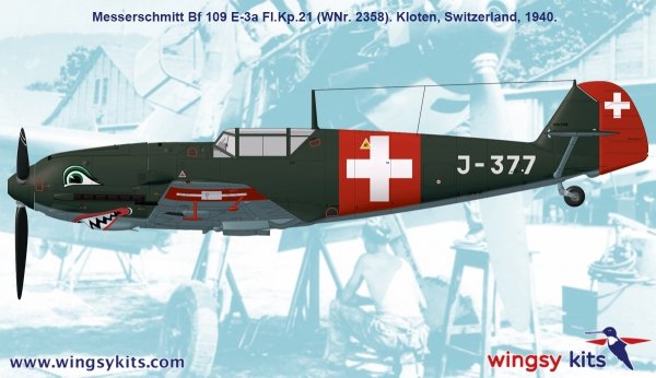 Wingsy Kits D5-12 Swiss Air Force Fighter MESSERSCHMITT Bf 109 E-3a 1/48