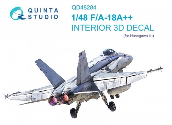 Quinta Studio QD48284 F/A-18A++ 3D-Printed &amp; coloured Interior on decal paper (Hasegawa) 1/48