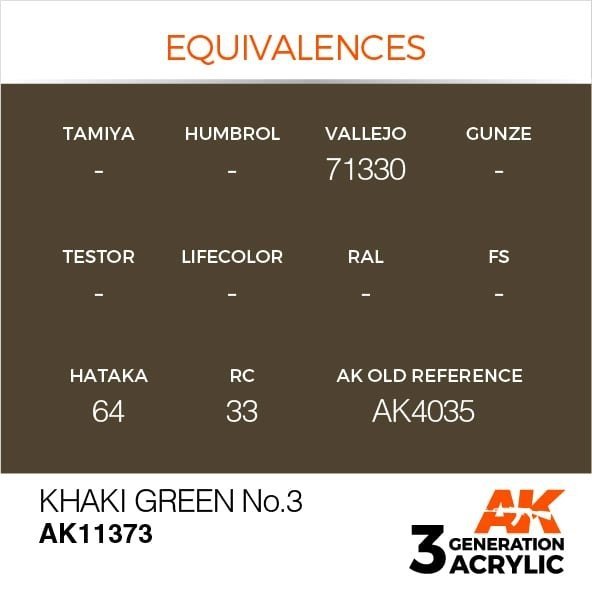 AK Interactive AK11373 Khaki green No.3 17ml