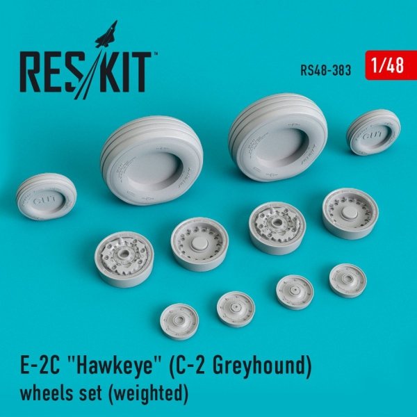 RESKIT RS48-0383 E-2C &quot;HAWKEYE&quot; (C-2 GREYHOUND) WHEELS SET (WEIGHTED) 1/48