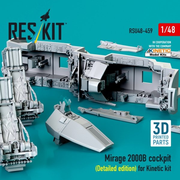 RESKIT RSU48-0459 Mirage 2000B cockpit (Detailed edition) for Kinetic kit (3D Printed) (1/48)
