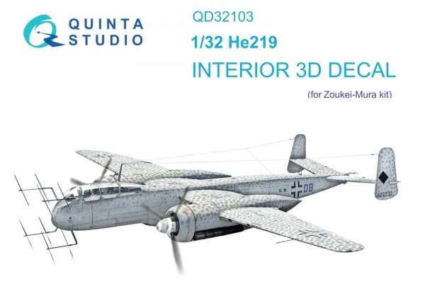 Quinta Studio QD32103 He 219 3D-Printed &amp; coloured Interior on decal paper ( ZM SWS ) 1/32