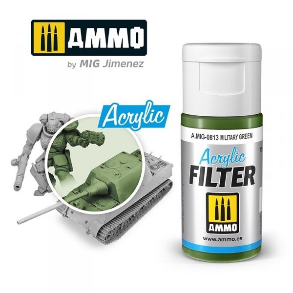 Ammo of Mig 0813 ACRYLIC FILTER Military Green 15 ml
