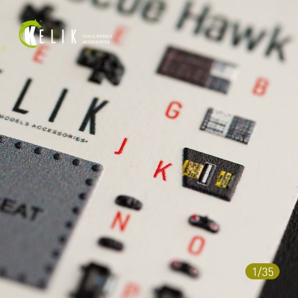 KELIK K35016 HH-60H RESCUE HAWK INTERIOR 3D DECALS FOR KITTY HAWK KIT 1/35