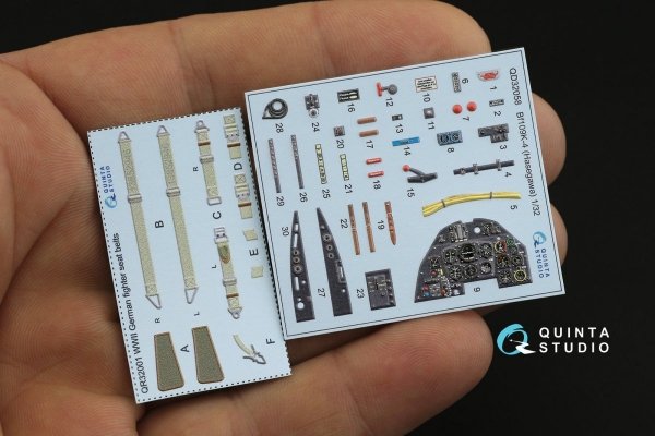 Quinta Studio QD32058 Bf 109K-4 3D-Printed &amp; coloured Interior on decal paper (for Hasegawa kit) 1/32