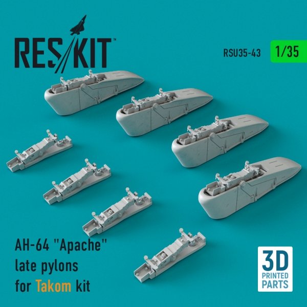 RESKIT RSU35-0043 AH-64 &quot;APACHE&quot; LATE PYLONS FOR TAKOM KIT (3D PRINTED) 1/35