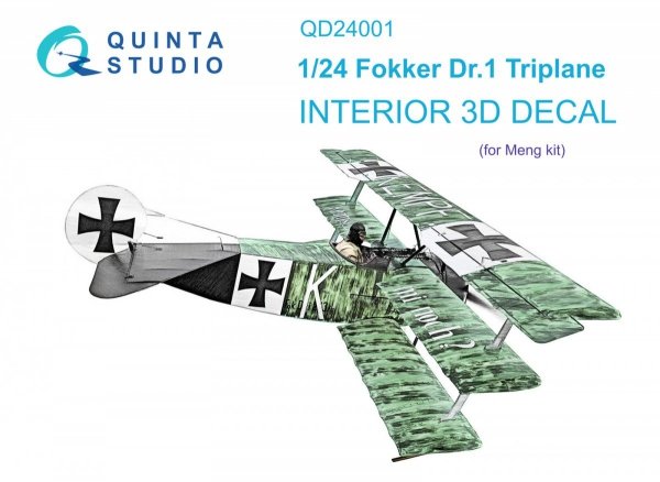 Quinta Studio QD24001 Fokker Dr.1 3D-Printed &amp; coloured Interior on decal paper (Meng) 1/24
