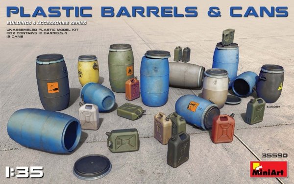 MiniArt 35590 Plastic Barrels &amp; Cans 1/35