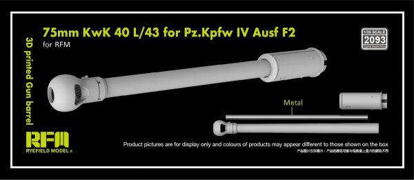 Rye Field Model 2093 75mm KwK 40 L/43 barrel for RFM Pz.Kpfw.IV Ausf.F2, F30 1/35