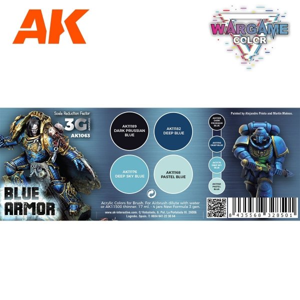 AK Interactive AK1063 WARGAME COLOR SET. BLUE ARMOR. 4x17 ml