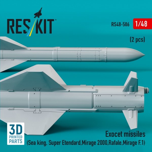 RESKIT RS48-0506 Exocet missiles (2 pcs) (3D Printed) 1/48
