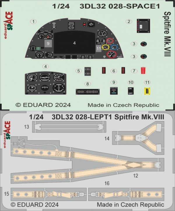 Eduard 3DL32028 Spitfire Mk.VIII SPACE AIRFIX 1/24