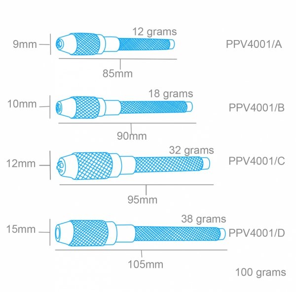 Modelcraft PPV4001-S 4 Pce English Pattern Pin Vices