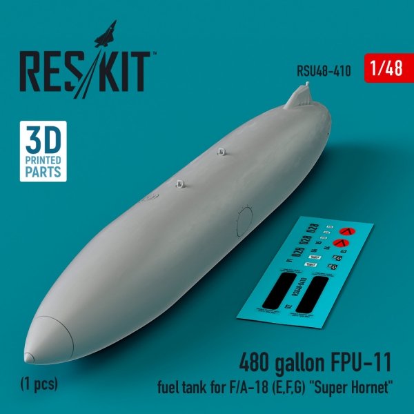 RESKIT RSU48-0410 480 gallon FPU-11 fuel tank for F/A-18 (E,F,G) &quot;Super Hornet&quot; (1 pcs) (3D Printed) 1/48