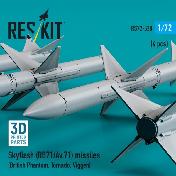 RESKIT RS72-0520 Skyflash (RB71/Av.71) missiles (4 pcs) (3D Printed) 1/72