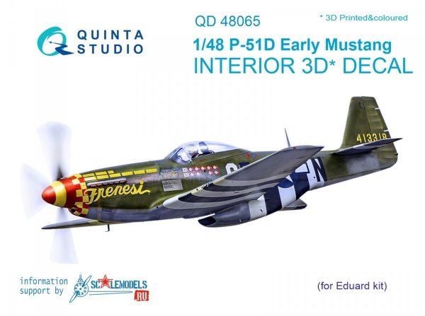 Quinta Studio QD48065 P-51D (Early) 3D-Printed &amp; coloured Interior on decal paper (for Eduard kit) 1/48