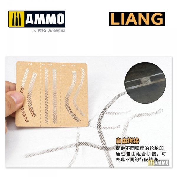 Liang 0010 Tire Tracks Effects Airbrush Stencils A
