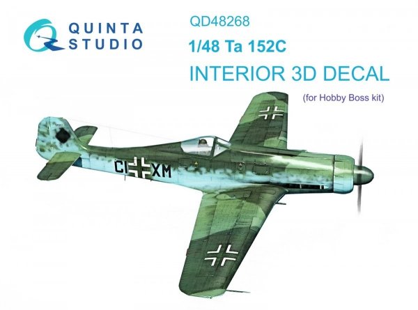 Quinta Studio QD48268 Ta 152C 3D-Printed &amp; coloured Interior on decal paper (Hobby Boss) 1/48