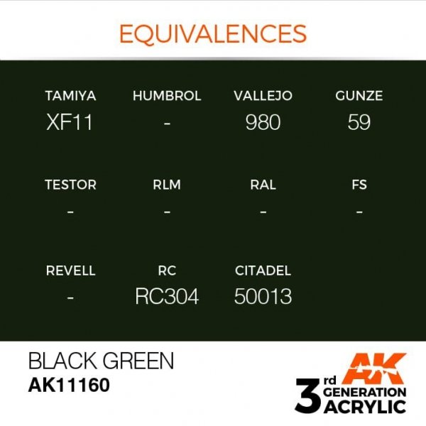 AK Interactive AK11160 BLACK GREEN – STANDARD 17ml