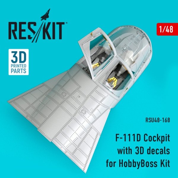 RESKIT RSU48-0168 F-111D Cockpit with 3D decals for HobbyBoss kit (3D Printed) (1/48)