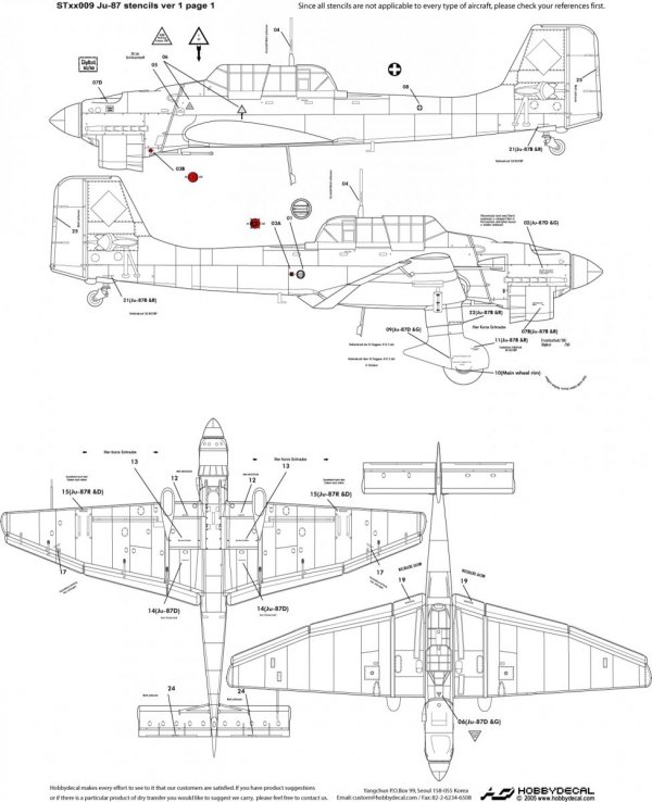 HobbyDecal ST32009V1 Ju-87 Stencils ver 1 1/32