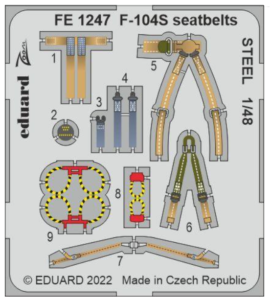 Eduard FE1247 F-104S seatbelts KINETIC 1/48