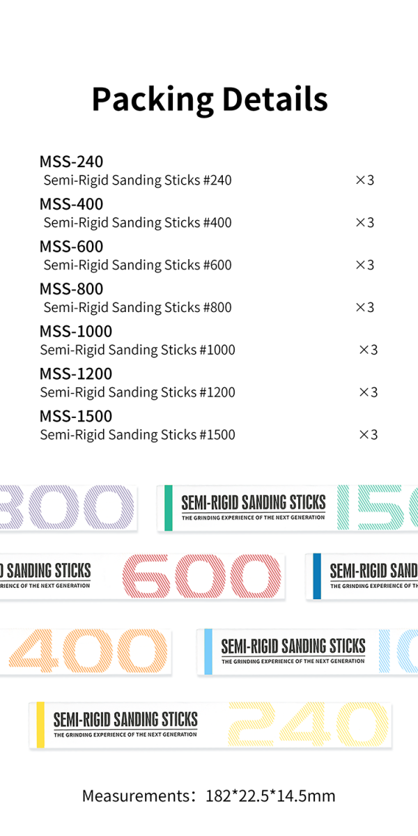 DSPIAE MSS-1200 Semi-Rigid Sanding Sticks #1200 x 3 PCS / pilnik elastyczny - ścierny