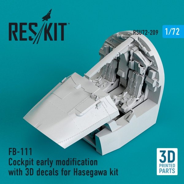 RESKIT RSU72-0209 FB-111 Cockpit early modification with 3D decals for Hasegawa kit (3D Printed) (1/72)