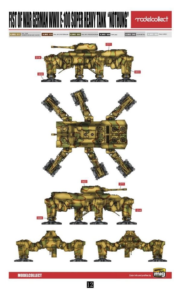 Modelcollect UA72126 Fist of War German WWII E-100 Supper Heavy Tank Nothung (1:72)