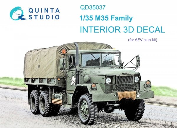 Quinta Studio QD35037 M35 Family 3D-Printed &amp; coloured Interior on decal paper (AFV club) 1/35