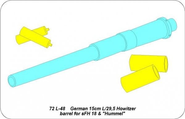 Aber 72L-48 Lufa 15cm do niemieckiej armaty sFH 18 lub ''Hummel'' / German 15cm barrel for sFH 18 and ''Hummel'' 1/72