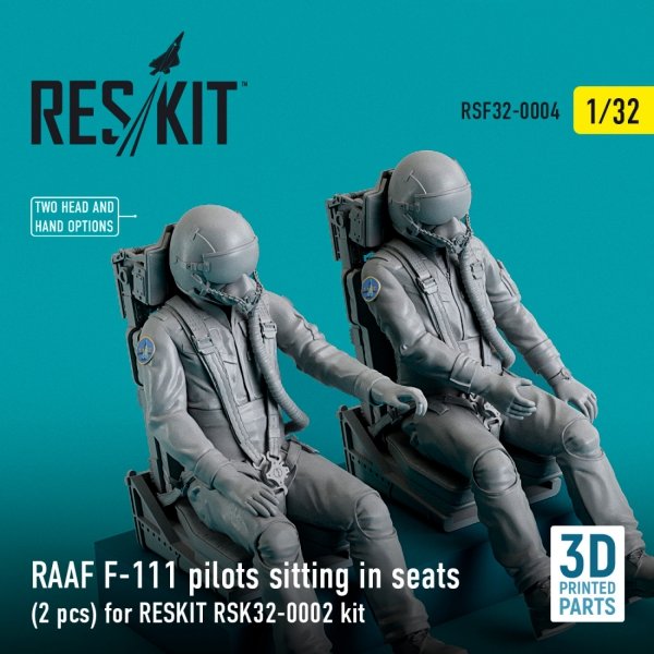 RESKIT RSF32-0004 RAAF F-111 PILOTS SITTING IN SEATS (2 PCS) FOR RESKIT RSK32-0002 KIT (3D PRINTED) 1/32