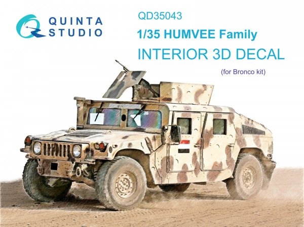 Quinta Studio QD35043 HUMVEE Family 3D-Printed &amp; coloured Interior on decal paper ( Bronco ) 1/35