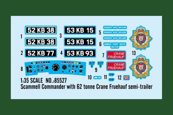 Hobby Boss 85527 Scammell Commander with 62 tonne Crane Fruehauf semi-trailer 1/35
