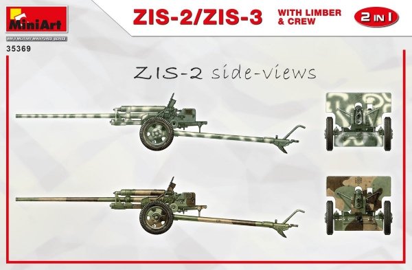 MiniArt 35369 ZiS-2/ZiS-3 with Limber &amp; Crew 1/35