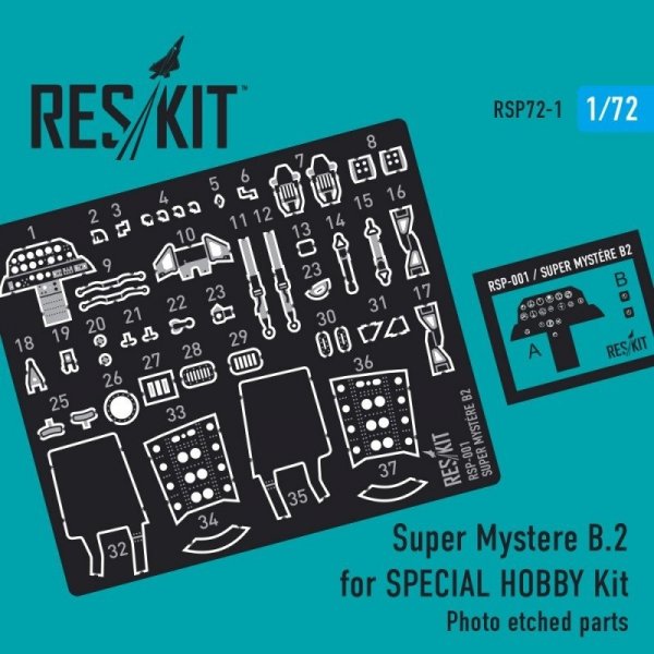 RESKIT RSP72-0001 Super Mystere B.2 for AZUR Kit (Photo etched parts) 1/72