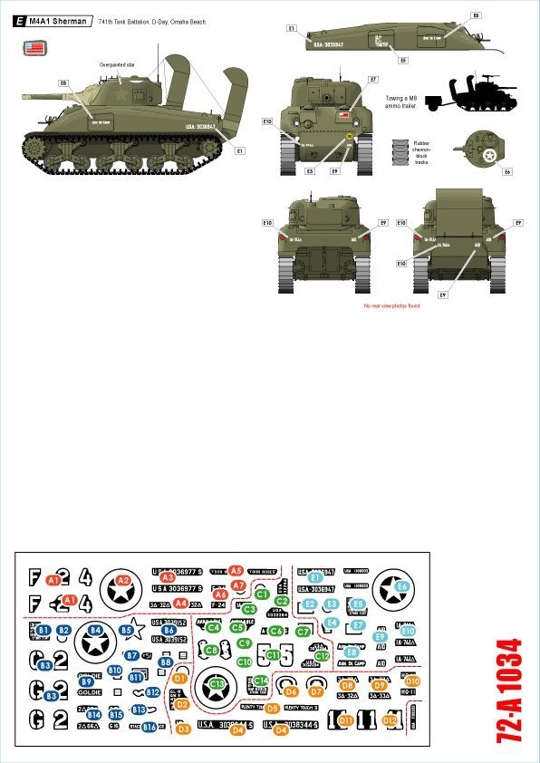 Star Decals 72-A1034 US M4A1 Sherman. 1/72