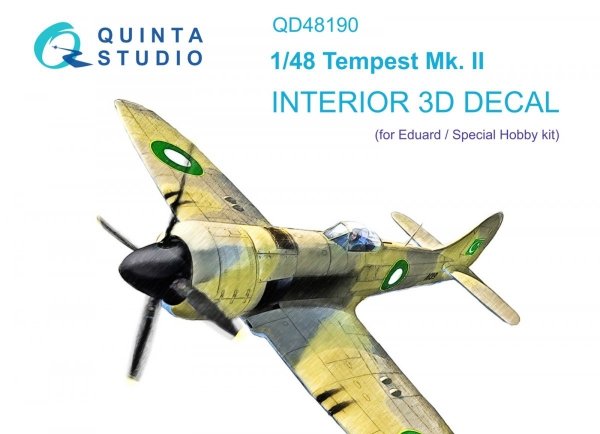 Quinta Studio QD48190 Tempest Mk.II 3D-Printed &amp; coloured Interior on decal paper (Eduard) 1/48