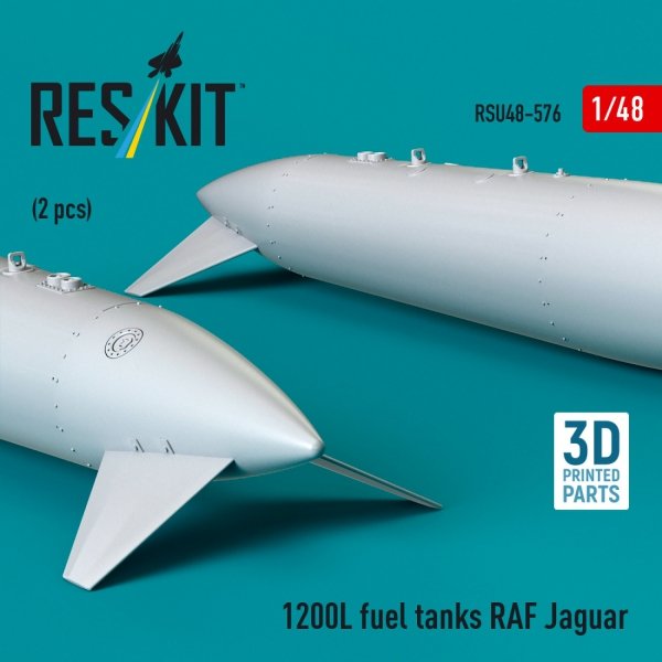 RESKIT RSU48-0576 1200 L fuel tanks RAF Jaguar (2 pcs) (3D Printed) (1/48)